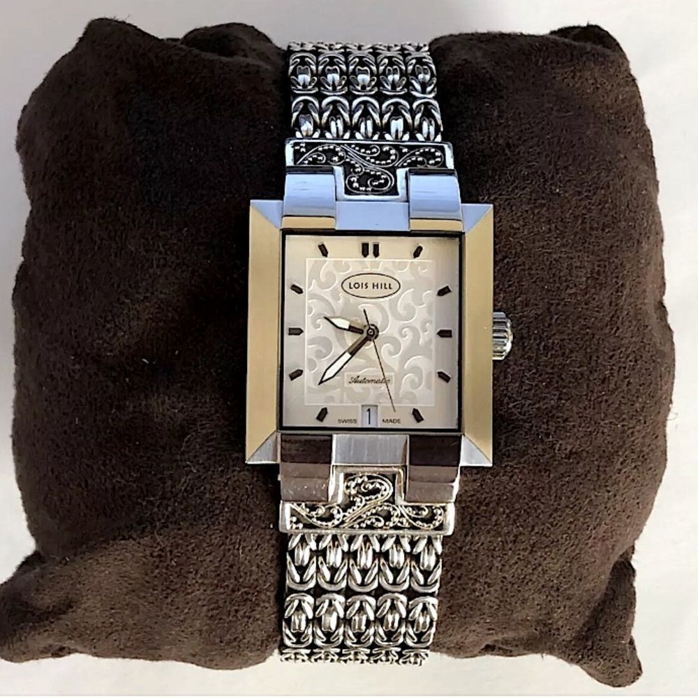 LOIS HILL Unisex Automatic Sterling Silver Bracelet Automatic Watch NWOT RARE